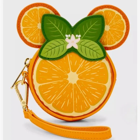 Orange Slice Wristlet Coin Purse with Leaf Accent - Picture 1 of 4